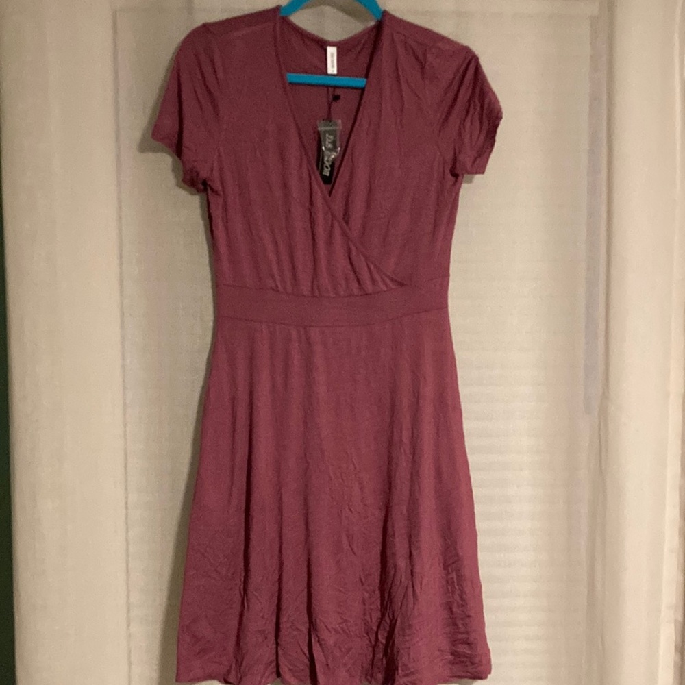 Rose cotton dress. Faux wrap dress. Size M.